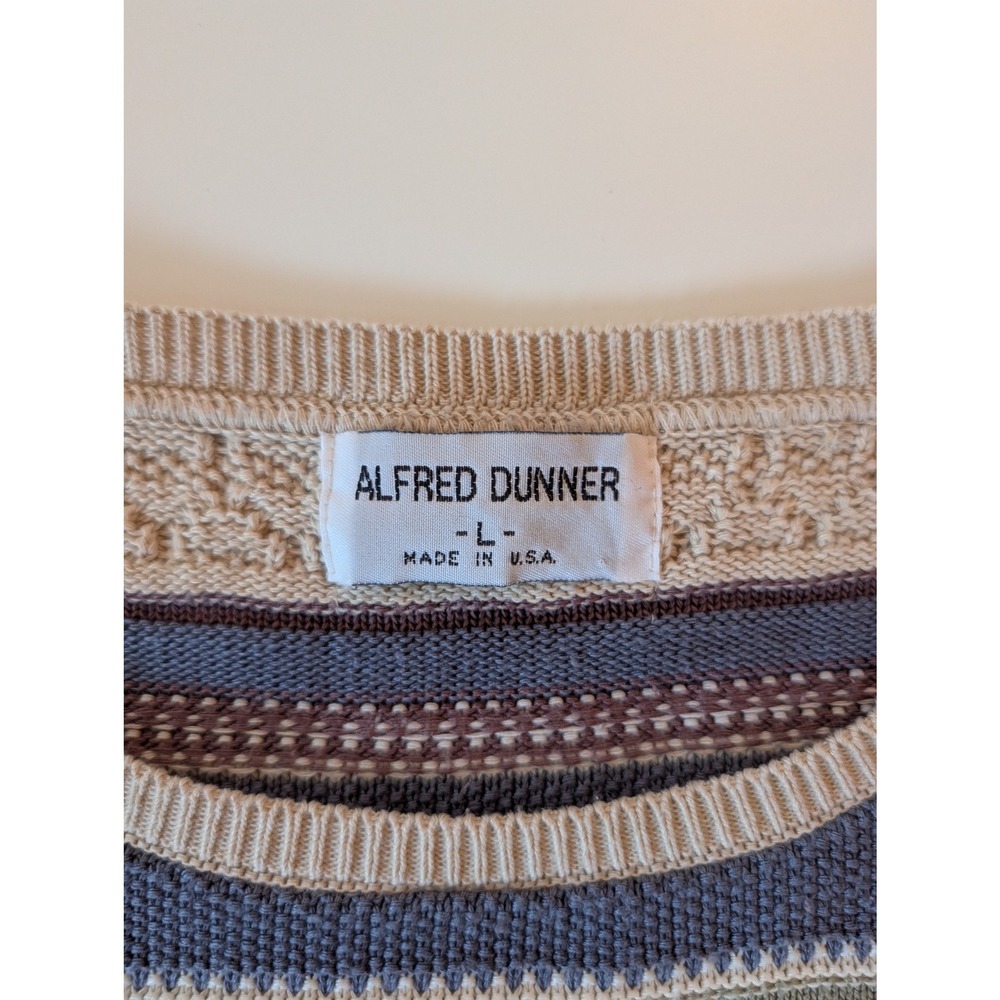 Alfred Dunner VTG Striped Cable Knit Short Sleeve Sweater Large Made in USA - Picture 5 of 7